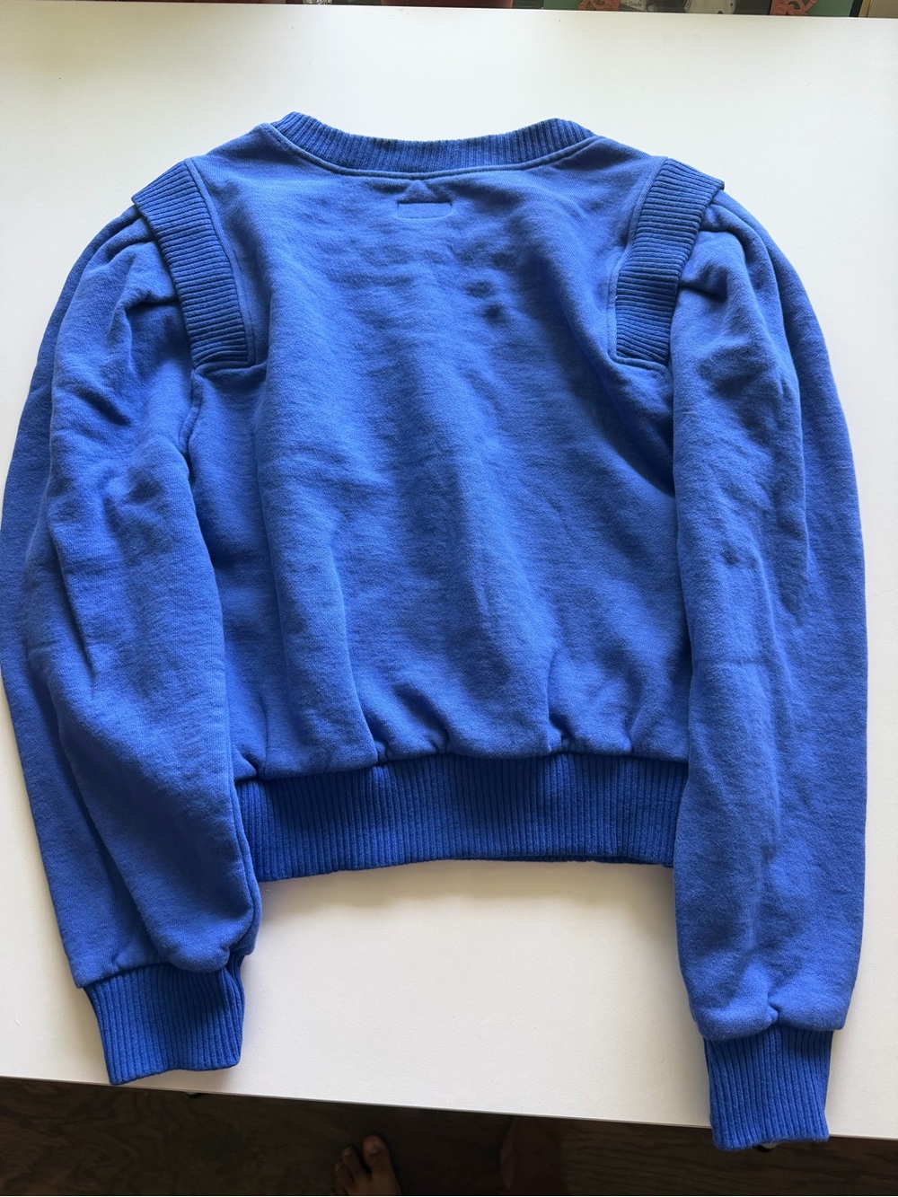 MOTHER Blue Cropped Crewneck Sweatshirt - Picture 4 of 4